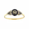 Bague halo avec saphirs et diamants