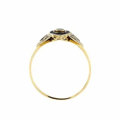 Bague halo avec saphirs et diamants