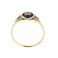 Bague halo avec saphirs et diamants