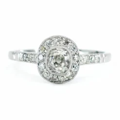 Bague Halo Diamant Platine