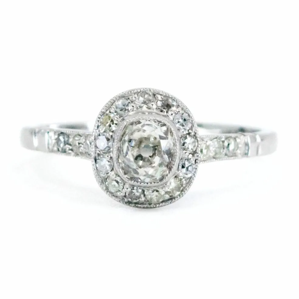 Bague Halo Diamant Platine