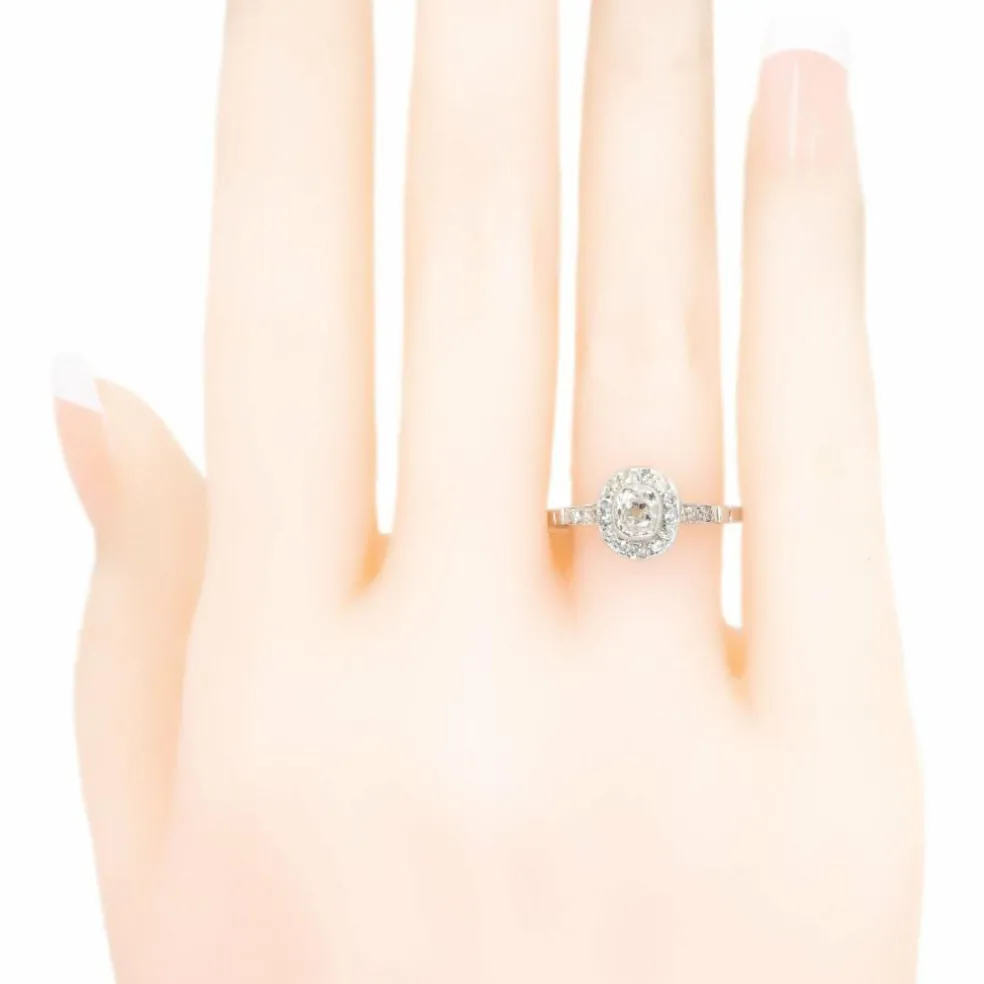 Bague Halo Diamant Platine