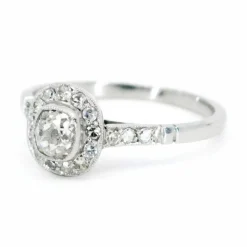 Bague Halo Diamant Platine