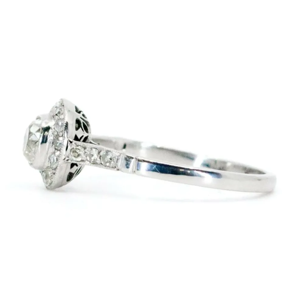 Bague Halo Diamant Platine