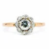 Bague halo en platine et diamants
