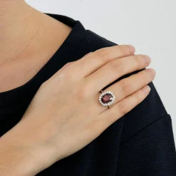 Bague Halo tourmaline et diamants