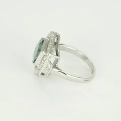 Bague hexagonale tourmaline diamants
