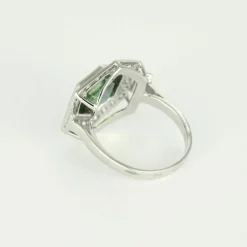 Bague hexagonale tourmaline diamants