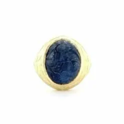 Bague homme Or Jaune avec Saphir Cabochon