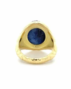 Bague homme Or Jaune avec Saphir Cabochon