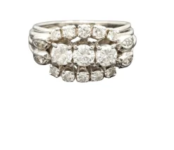 Bague imposante vintage Carl Bucherer or gris et diamant
