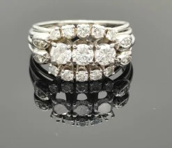 Bague imposante vintage Carl Bucherer or gris et diamant