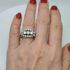 Bague imposante vintage Carl Bucherer or gris et diamant