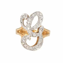 Bague initiale en or jaune avec diamant et lettre G