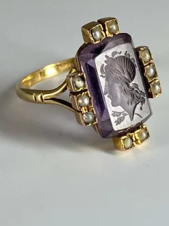 Bague Intaille Perles Fines