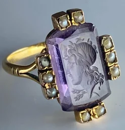Bague Intaille Perles Fines