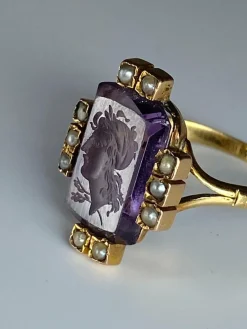 Bague Intaille Perles Fines