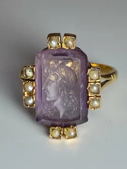 Bague Intaille Perles Fines