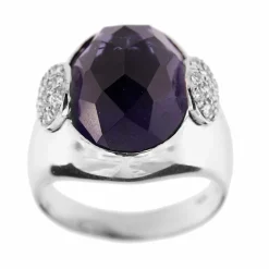 Bague iolite et diamants