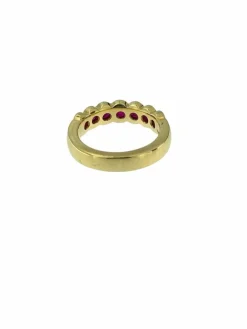 Bague italienne eternity en or jaune et rubis