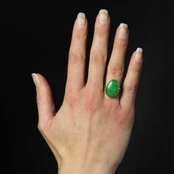 Bague jade vintage en or