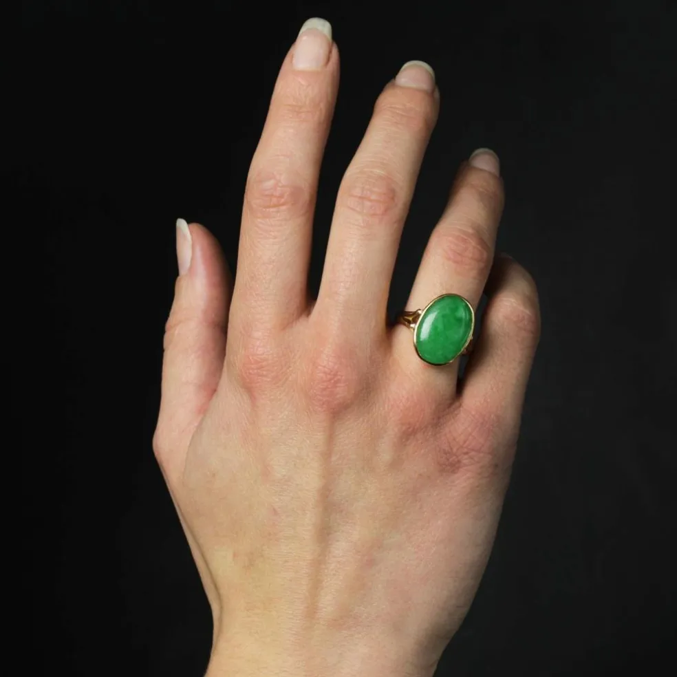 Bague jade vintage en or