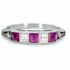 Bague Jarretière Diamant, Rubis, Platine