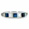 Bague Jarretière Diamants, Saphirs