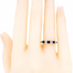 Bague Jarretière Diamants, Saphirs