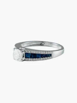 Bague Jarretière Diamants et Saphirs