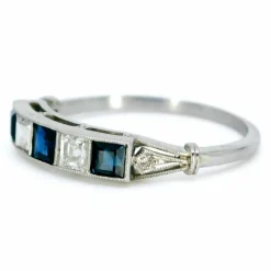 Bague Jarretière Diamants, Saphirs