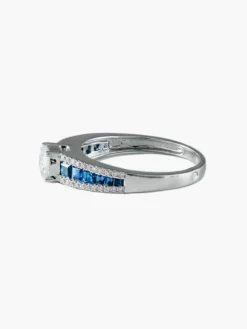 Bague Jarretière Diamants et Saphirs