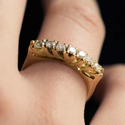 Bague jarretière diamants or jaune