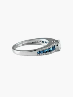 Bague Jarretière Diamants et Saphirs