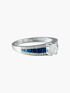 Bague Jarretière Diamants et Saphirs