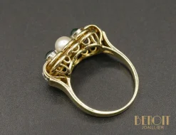 Bague Jarretière émeraudes perle