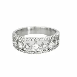 Bague jarretière or gris et diamants
