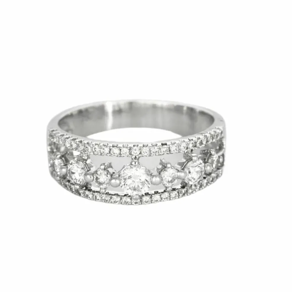 Bague jarretière or gris et diamants