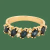Bague jarretière or jaune saphirs diamants
