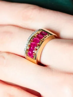 Bague Jarretière Rubis et Diamants