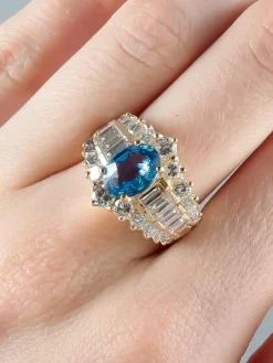 Bague Jarretière Saphir Diamants