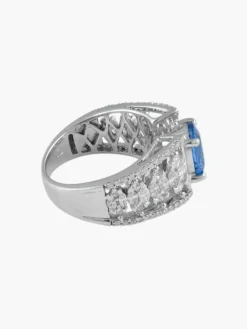 Bague Jarretière Saphir et Diamants