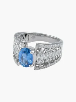 Bague Jarretière Saphir et Diamants