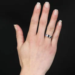 Bague jarretière saphirs et diamants