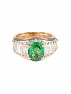 Bague Jarretière Tsavorite et Diamants