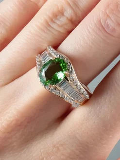 Bague Jarretière Tsavorite et Diamants