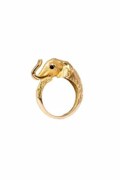 Bague JEAN ET PIERRE BELLIN Eléphant en or jaune et onyx