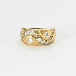 Bague jonc or jaune et Diamant