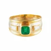 Bague Jonc 2 Ors Emeraude Diamants