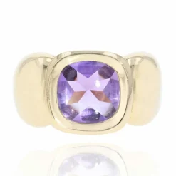 Bague jonc améthyste et or
